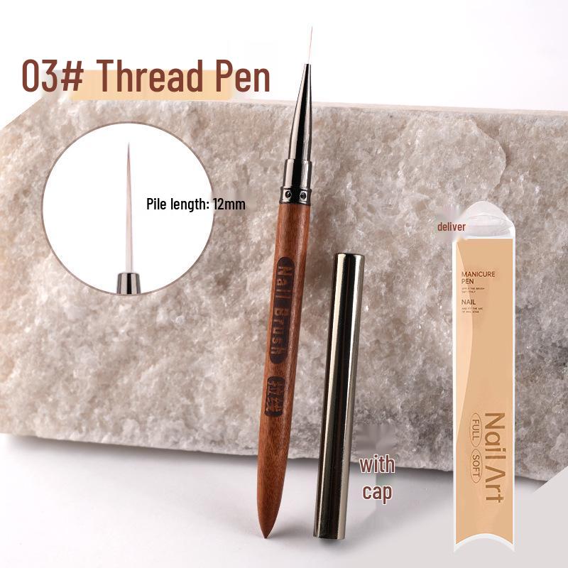 Popular Sandalwood Nail Art Brush Set: Liner, Triangle, and Flower Design Pens