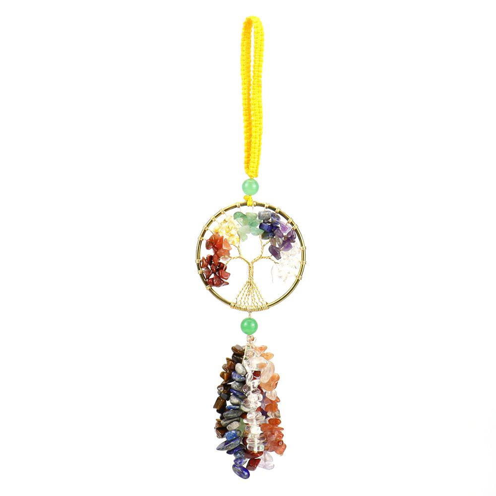 

Hand-Woven Natural Gravel Crystal Tree Of Life Pendant Car Rearview Mirror Pendant Bag Accessories G14