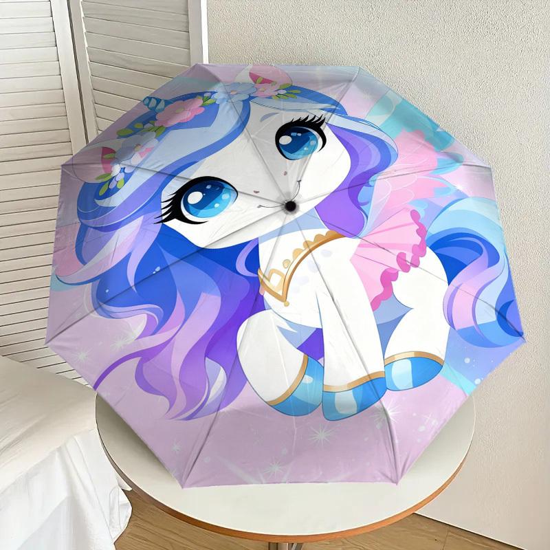 1pc Unicorn Fantasy Pattern Umbrella Design Automatic Opening and Closing Umbrella, High-quality Travel Umbrella, C1128168