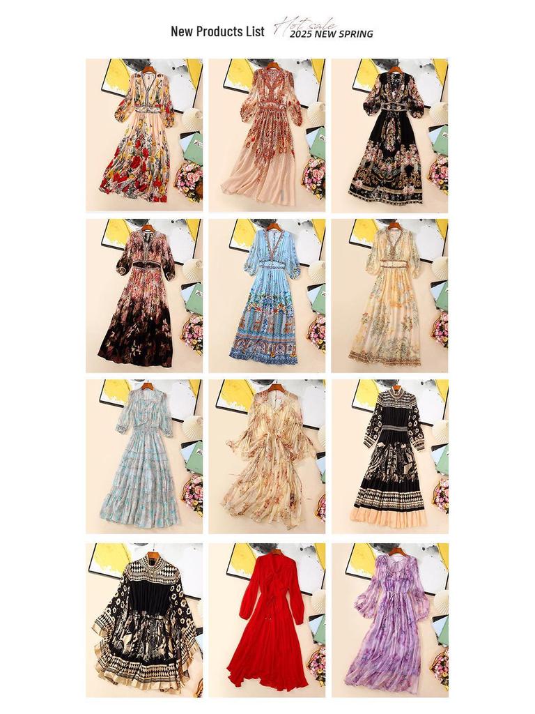 Plus Size Slim Fit Flowy Silk Floral Dress - 2025 Super Fairy Collection