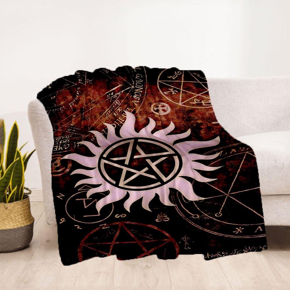Supernatural Anti-Possession Symbol Poster PrintBlanket Flannel Throw Blanket for Sofa, Bed, Travel, Camping, Office, Couch, Chair, And Bed