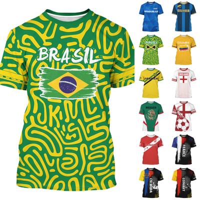 Unisex Retro Soccer Fan Jersey Lightweight Breathable Short Sleeve Football Shirt with National Emblem and Diagonal Stripe Design for Outdoor Sports