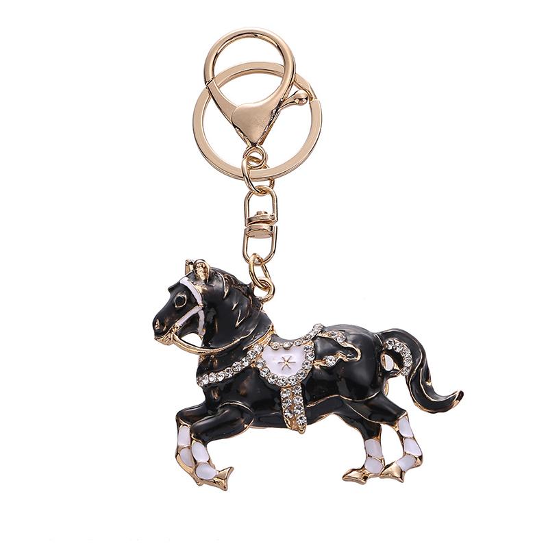 1PC Cute Souvenirs Brightly Convenient Zinc Alloy Backpacks Horse Keychain Practicality Rhinestone Gift Decorative Handbags