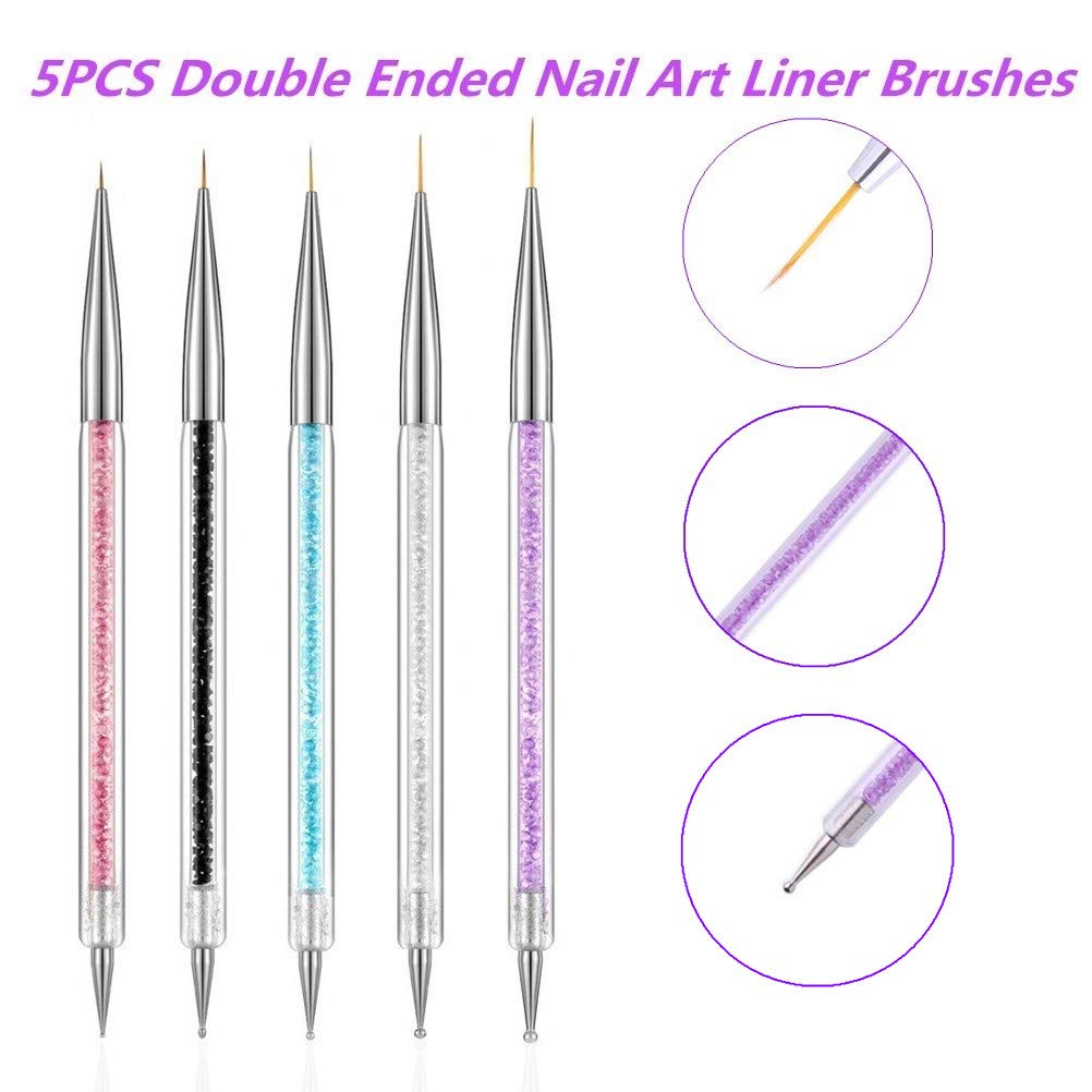 Resin Nail Art Palette with 5 Pcs Nail Art Brushes, Nail Polish Mixing Palette Double-Ended Dotting Pen Nail Art Liner Brush for Nail Art