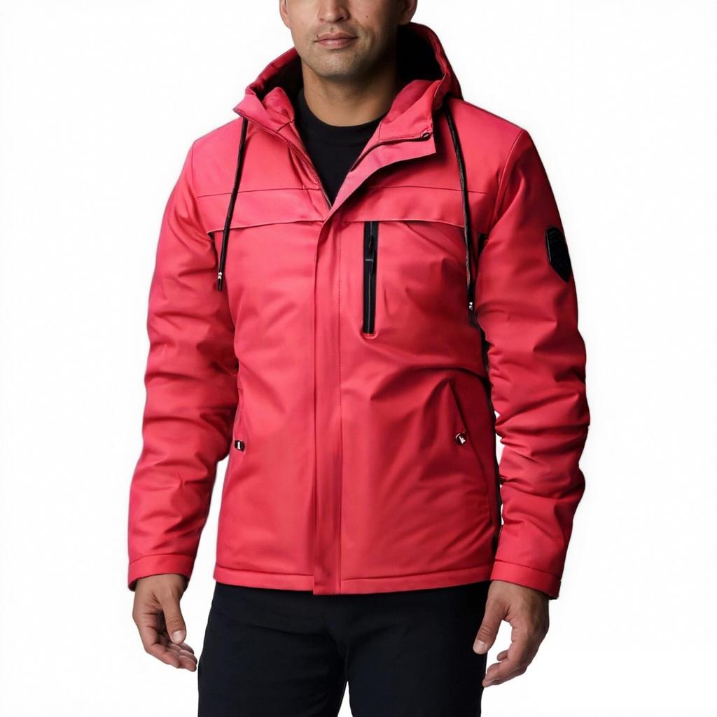 Herren Freizeitjacke mit Kapuze und Reißverschluss, einfarbig, Herren Dreifach-Schutzjacke, leicht, Windjacke
