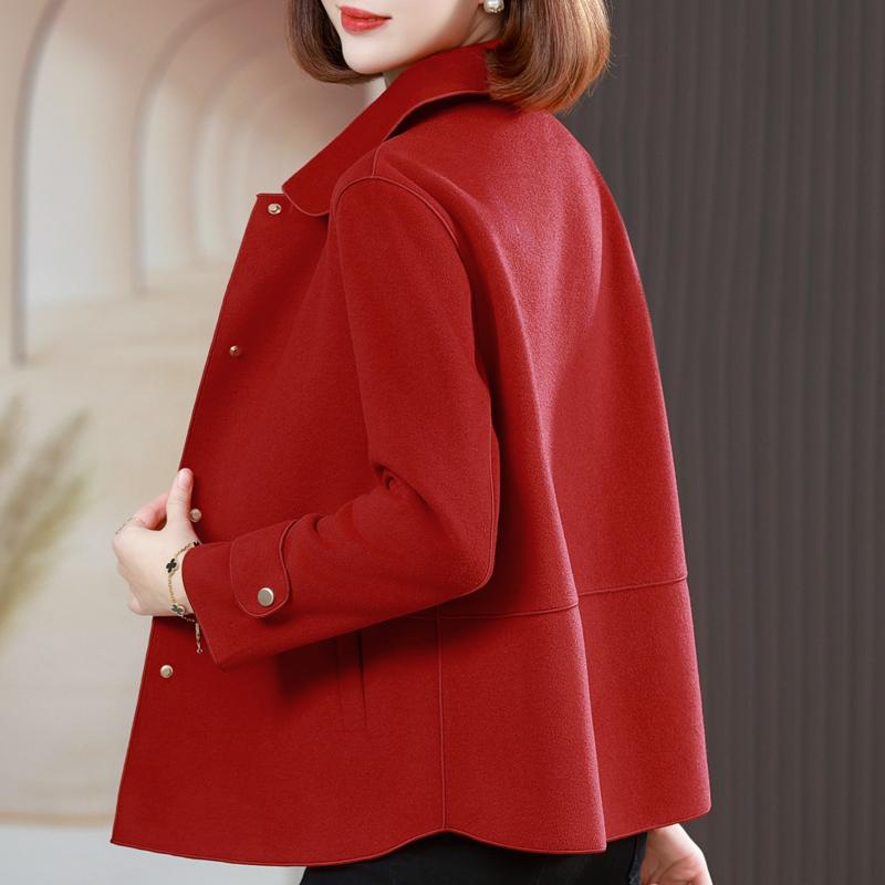 Middle Age Women's Wool & Blends Coats Plus Size Autumn Elegant Loose Outerwears Lady Jackets