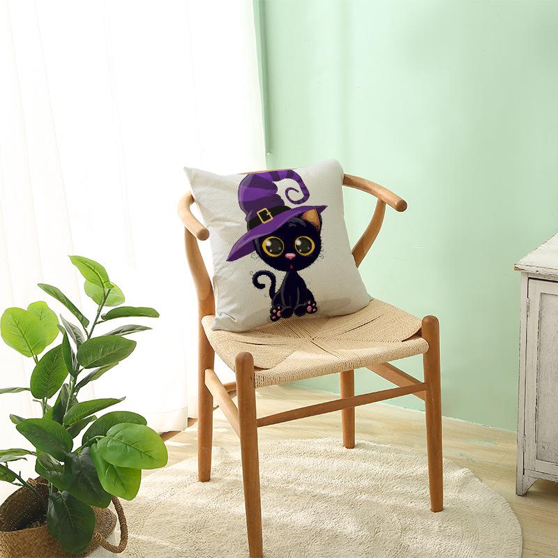Halloween Pillowcase New Pumpkin Black Cat Series Sofa Cushion Waist Pillowcase Home