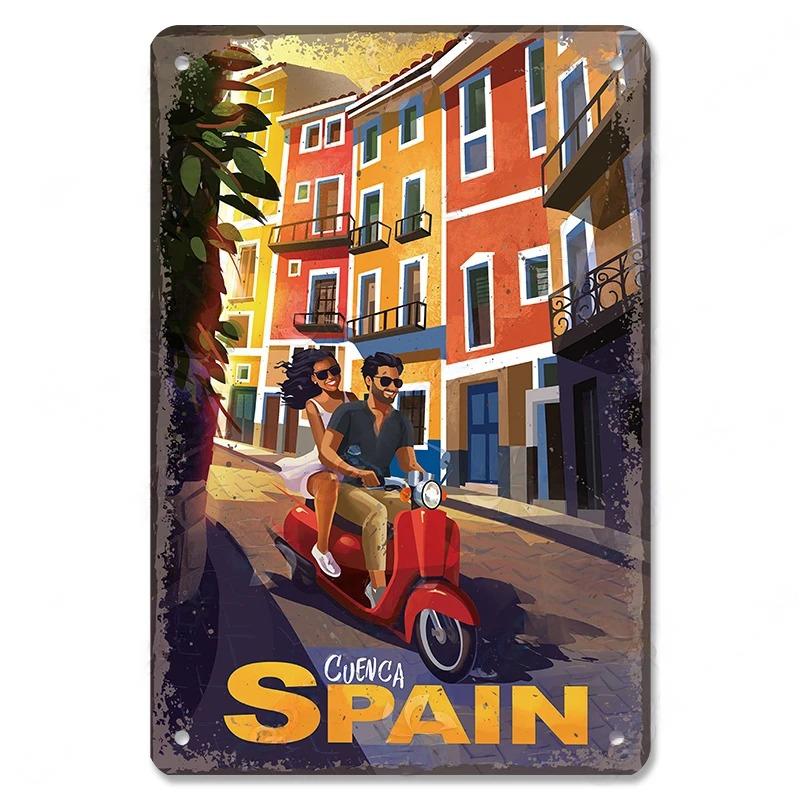Metal Tin Signs Travel City Girls Posters Plaque Monaco Rome Biarritz Venice Metal Poster Vintage Wall Art Bar Club