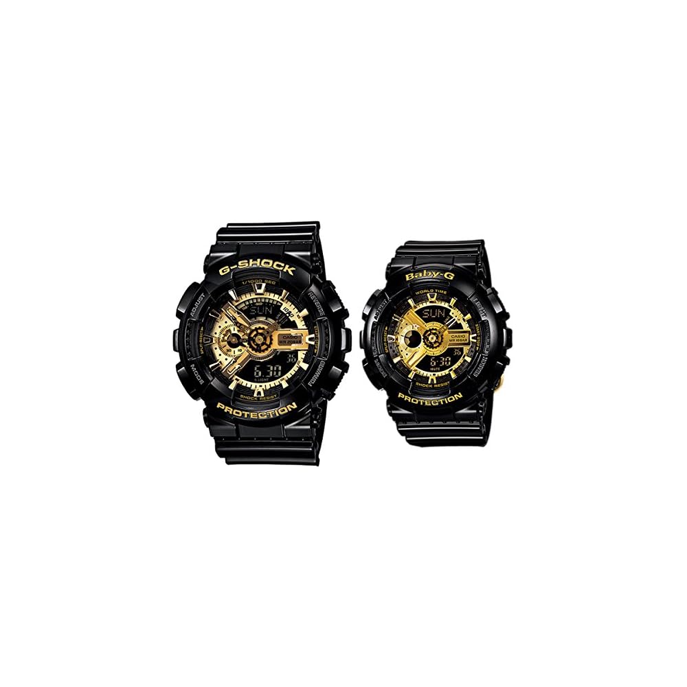 

Casio G-Shock GA-110GB-1A & BA-110-1A Black and Gold Pair Watches Set
