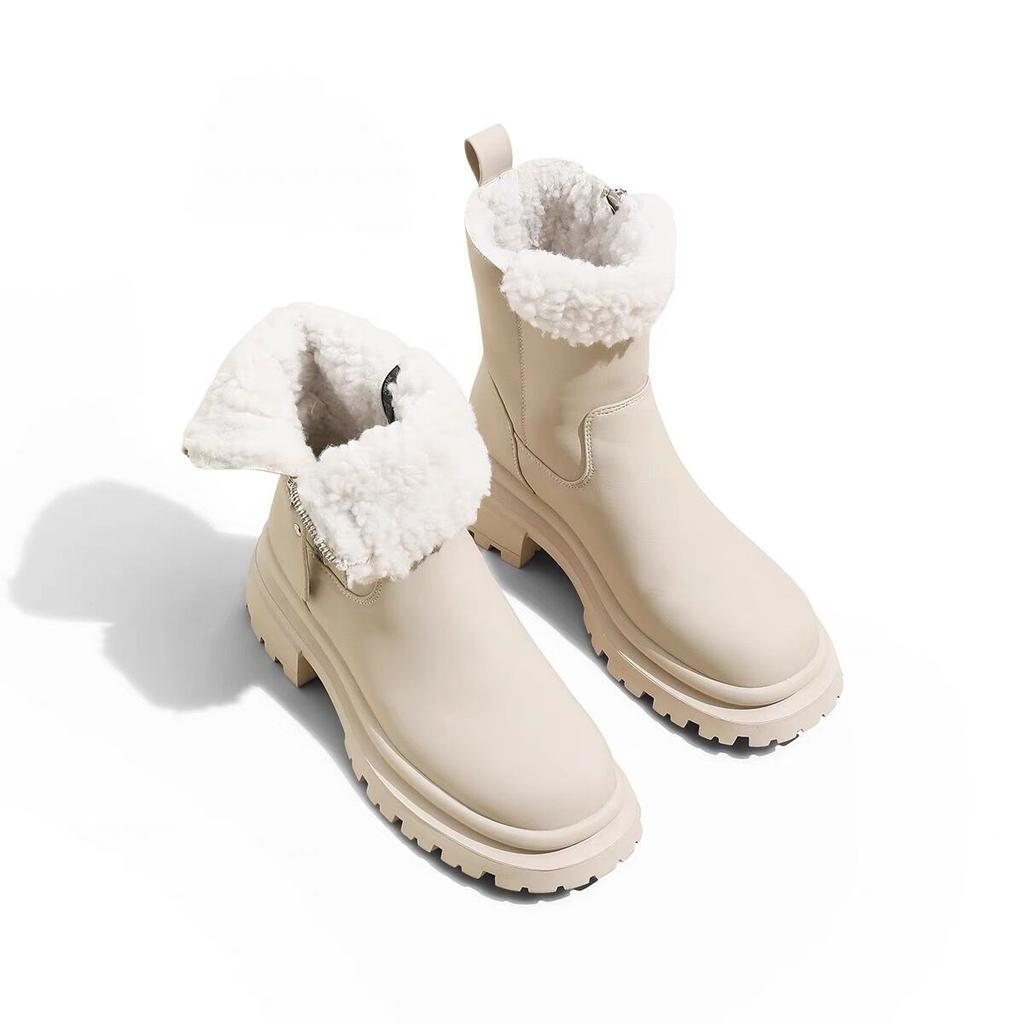 New thick-soled heightening side zipper snow boots winter warm piled thick heel short boots women's cotton boots
