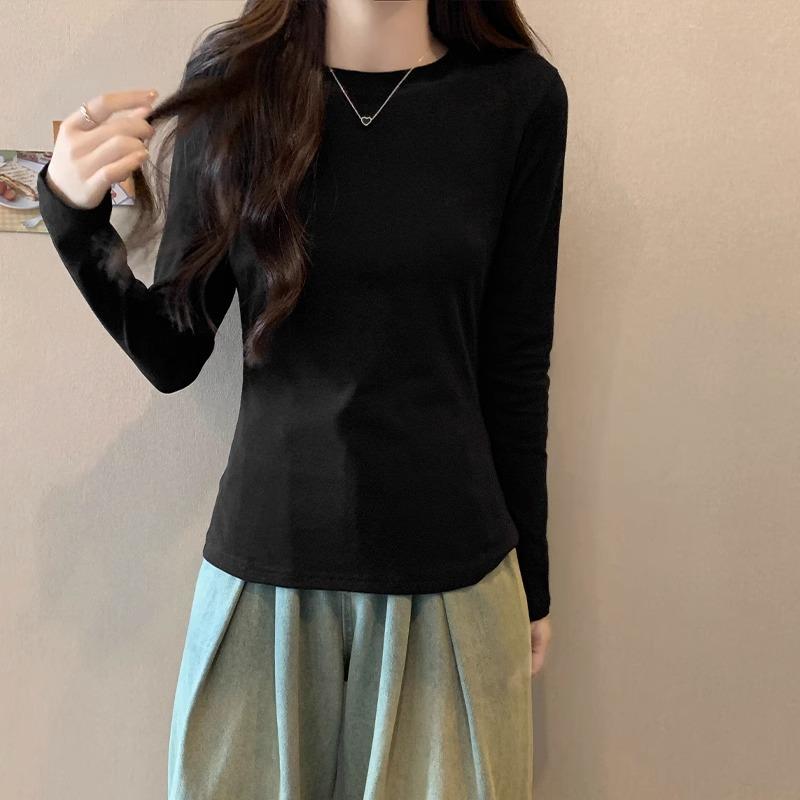 

Футболка облегающего кроя с круглым вырезом, эластичным поясом на правом плече, с длинным рукавом, кремово-бело-серого цвета, женская, начало осени, многослойная рубашка сверху XL