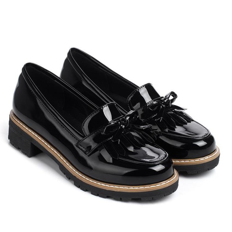 

Spring Girls Shoes Female British Style 2026 New Thick-soled College Style Casual Loafers Genuine Leather Fashion Shoes 34-43 34 чорний