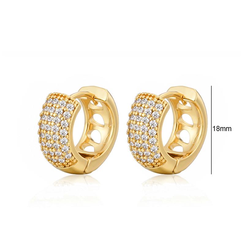 Luxury AAAA Zirconia Round Huggie Hoop Earrings For Women Geometric Ear Buckle Wedding Engagement Party Trendy Classic Jewelry