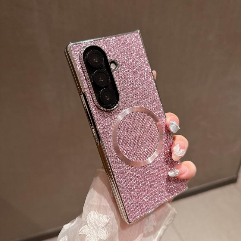 Shockproof Phone Case Z Fold 8/7/6/5/4/3 Glitter Electroplated Wireless Charging Magnetic Ring Foldable Protective Cover
