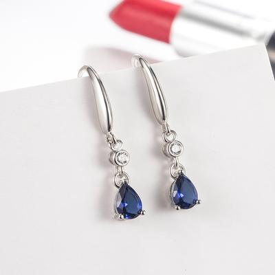 2026 Boucles d'oreilles Saphir Forme Poire Incrustées de Diamants Mode Femme Or Champagne Zircon Incrusté Boucles d'oreilles Longues Boucle d'oreille Bijoux