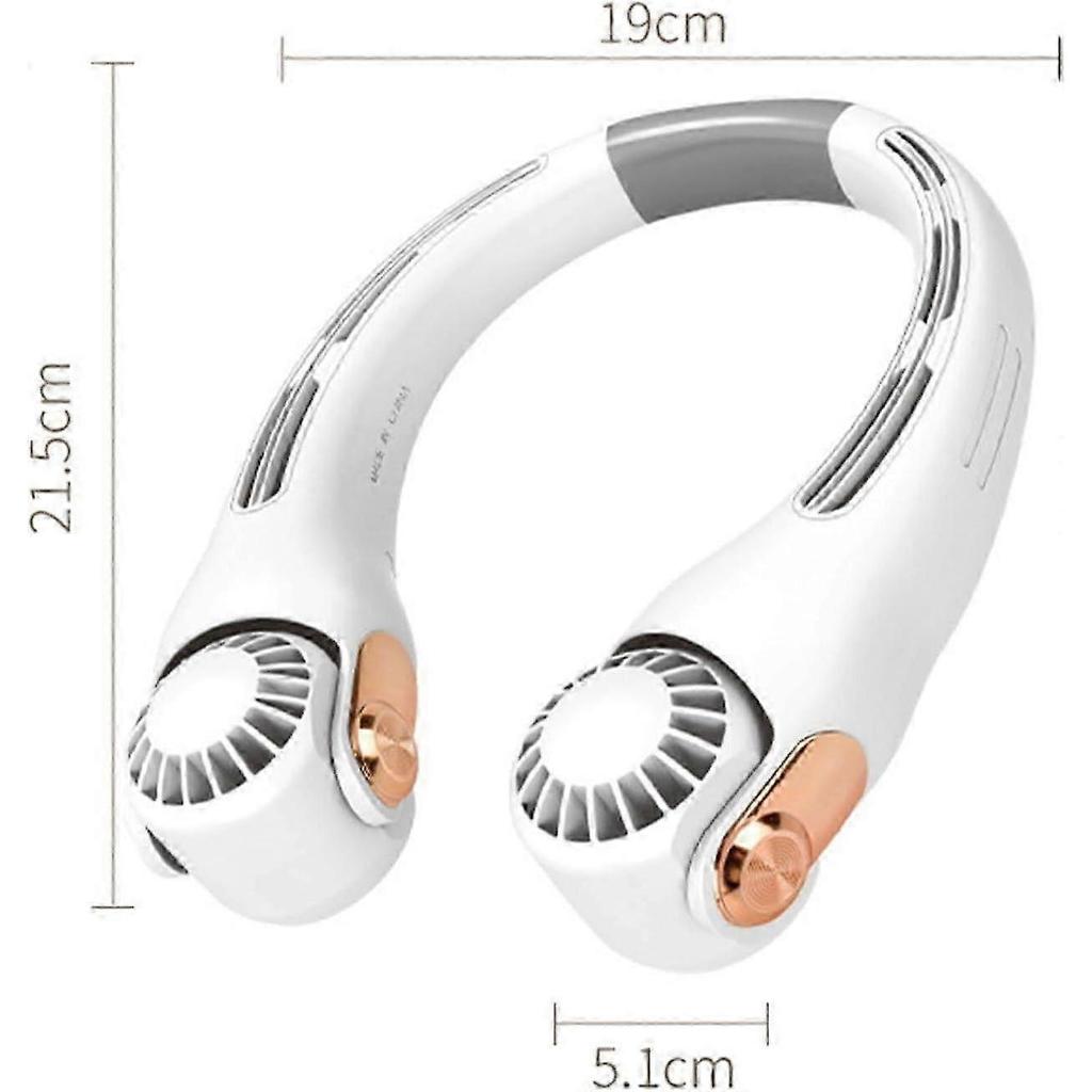 Portable Neck Fan, USB Rechargeable Bladeless Neck Fan, 3 Speeds Neck Fan, Quiet Portable Fan for Outdoor Sports White