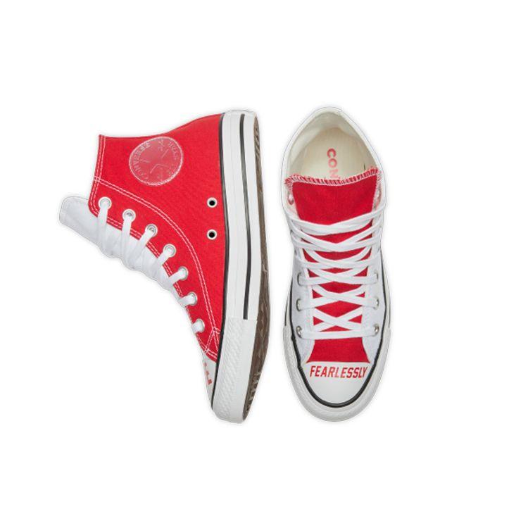 Converse Lo Fearlessly Comfortable Versatile Fashion High Waist Leather High Top Canvas Shoes Women sneakers Red White 567310C