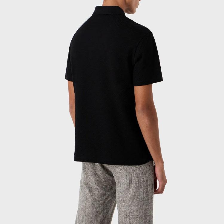 Emporio Armani Polo Shirts Men's Black Polo Collar Moderate Straight Fit 6R1F7Q1-J7KZ1-0999