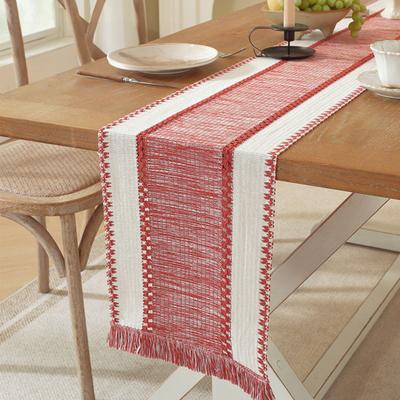 Boho Table Runner Color Block Table Runner with Tassels Farmhouse Table Runner for Kitchen