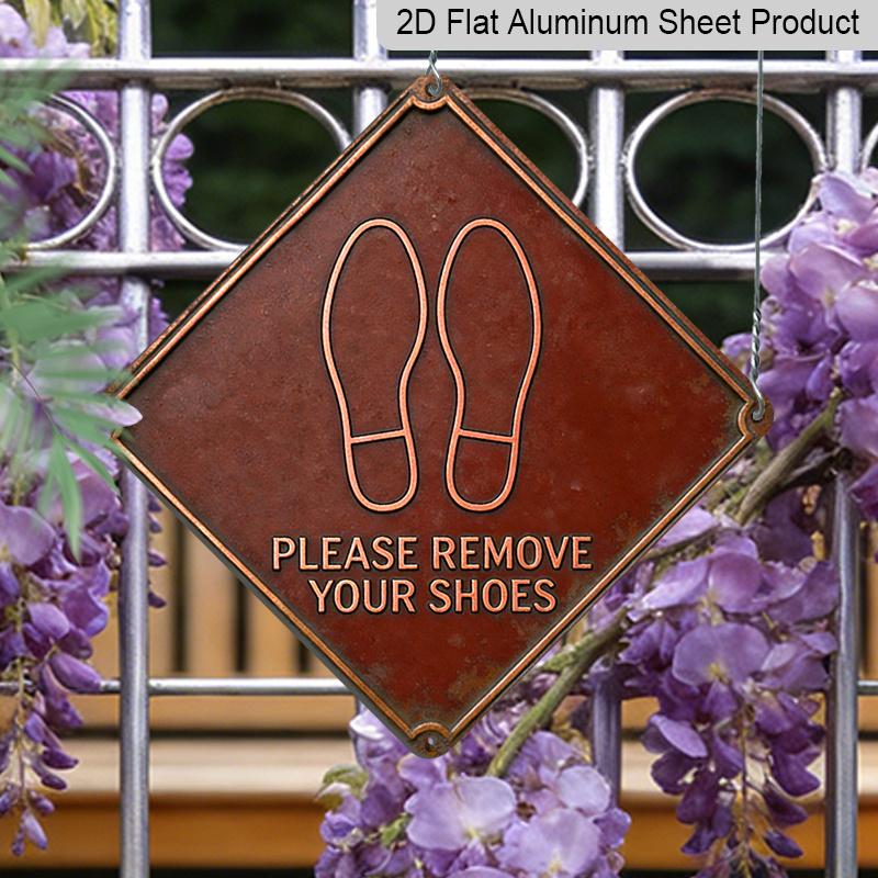 

2D Flat - a Vintage Aluminum Sign | Shoe Removal Etiquette Theme, Suitable for Lifestyle Management Gifts for Home Habit Enthusiasts, 2D Flat, Ideal 20*20cm