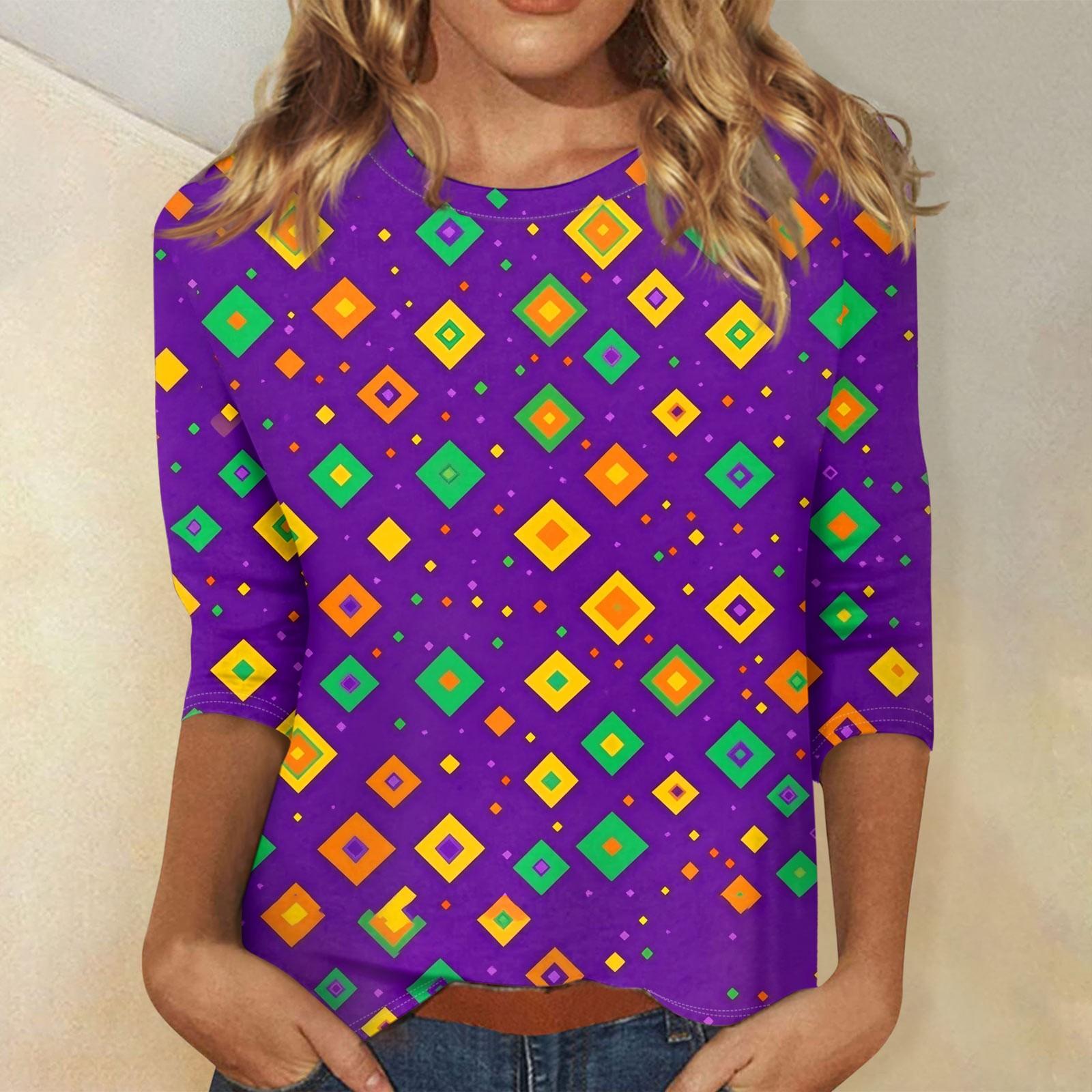 

Женские топы с рукавом три четверти и круглым вырезом, свободная футболка с принтом «Карнавал» XXXL