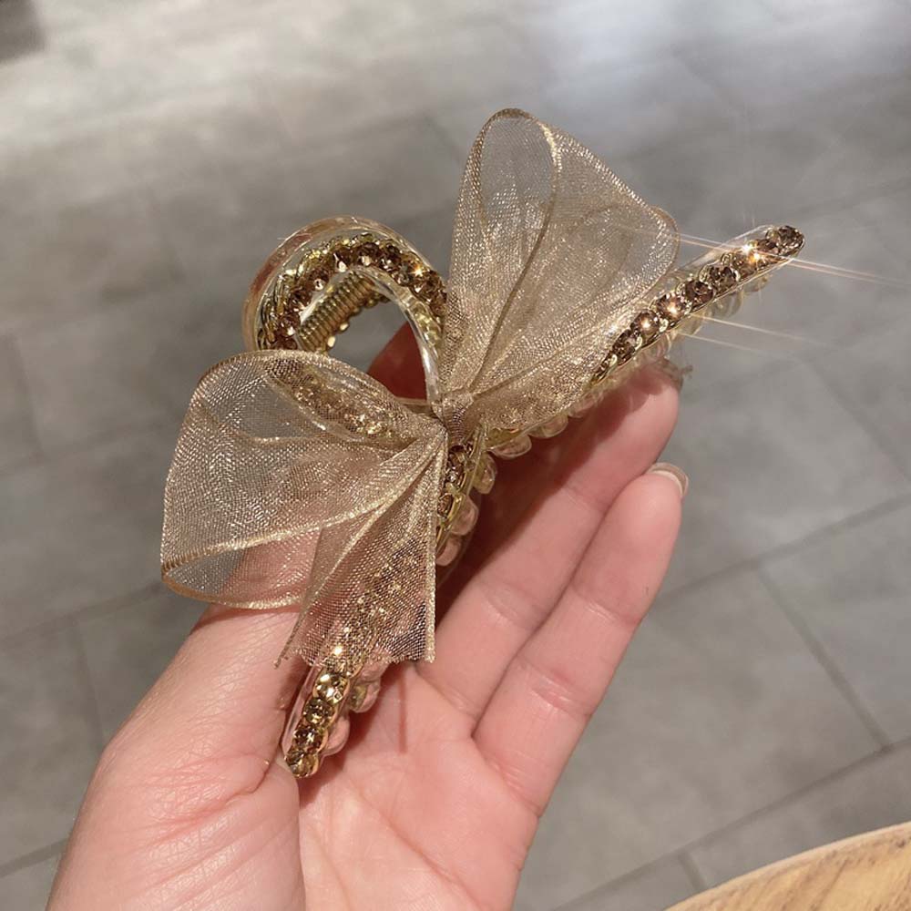Girls Temperament Net Yarn Korean Bow Knot Grab Clip Hair Accessories Hair Clip Hair Claw