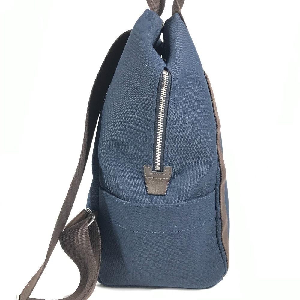 Hermes Sacked Panther Jug Room Bag Backpack Backpack Cotton Navy/Brown