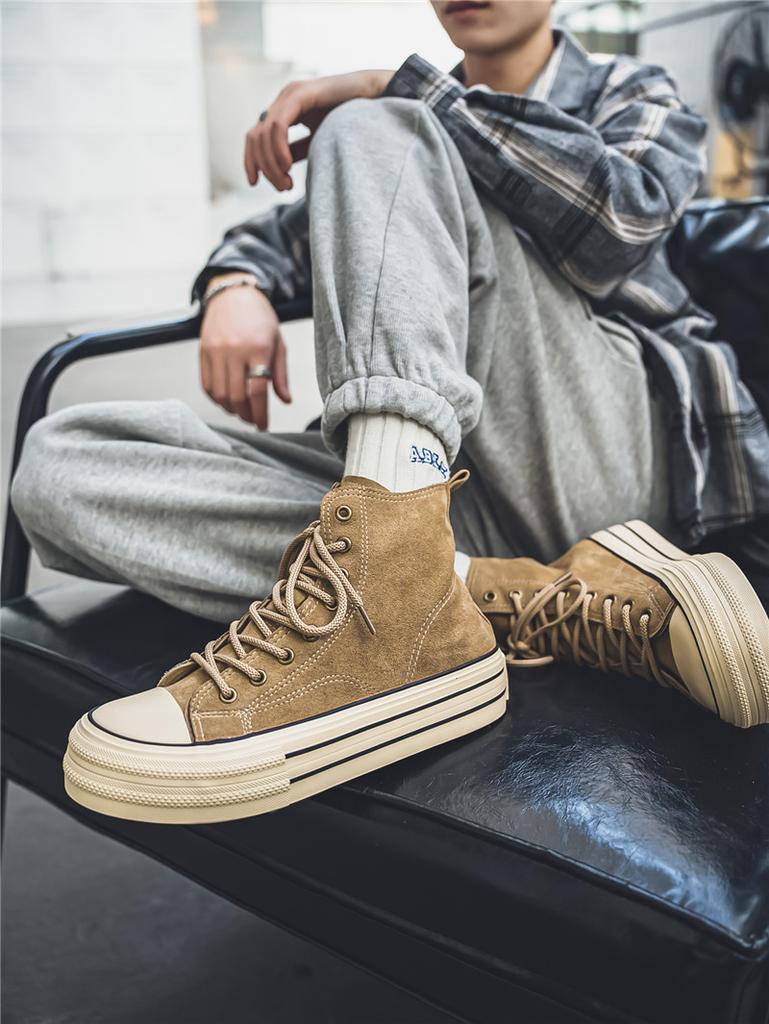 Nowe płócienne buty dla par z wysoką cholewką i grubą podeszwą 35-44
