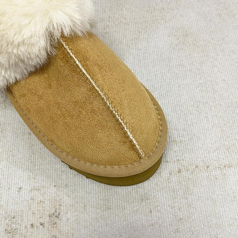 New Thick-soled Snow Boots, Women's Closed-toe Half-drag Cotton Shoes, Large Size for Lazy People