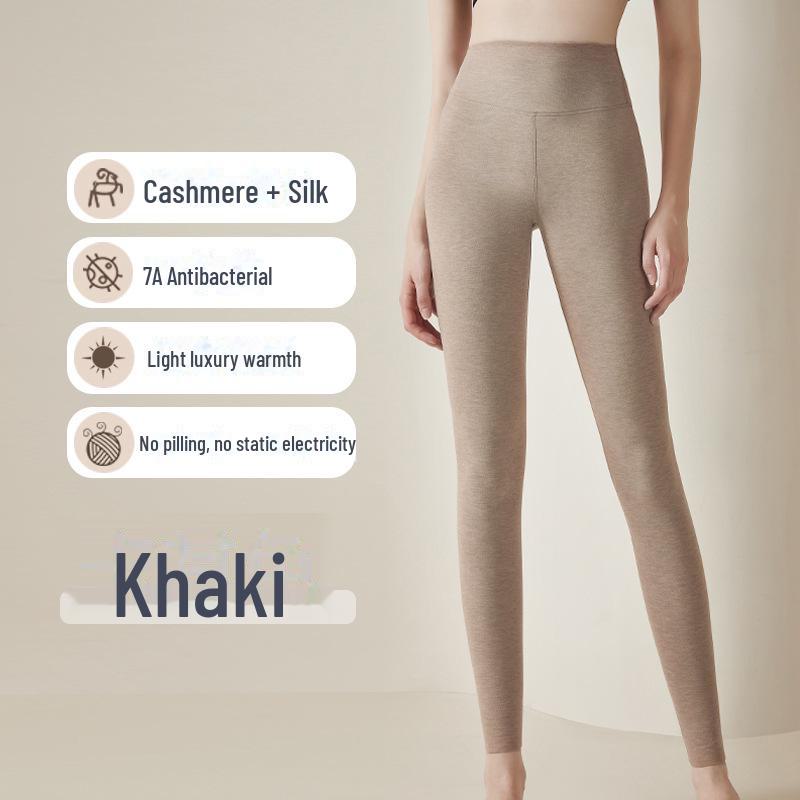 

Теплые зимние леггинсы из шелка и кашемира с высокой талией для женщин — плотные, бесшовные, с бархатом 2XL хаки
