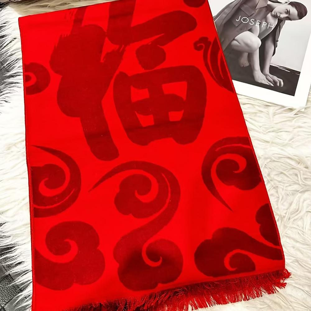 [BYSIFA] Winter Men Warm Scarves Thicken China Red 100% Silk Male Business Long Scarf Cravat New Year Gift Neck Scarf 165*24cm