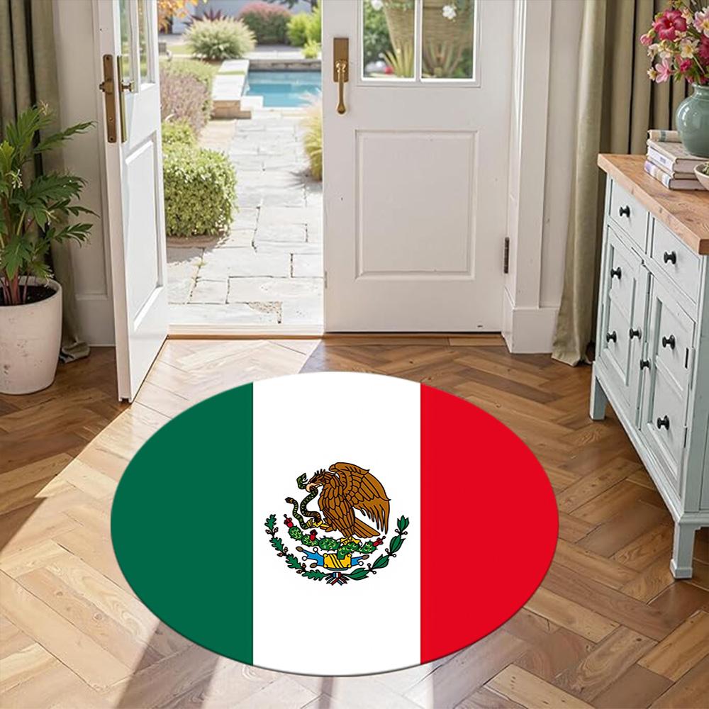 Flag Round Area Rug Suitable for Game Room Dining Room Balcony Dormitory Anti-slip Round Rug Decorate Offices Spiritual Gift