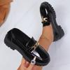 Damen Mokassins Trendige Britische Stil Flache Schuhe Damen Dicke Absätze Retro Leder Schuhe für Damen Runde Spitze Frühling Herbst Sneaker