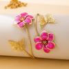 Artistic Drip Oil Flower Arm Ring Vintage Butterfly Open Bangle  Fashion Accessory
