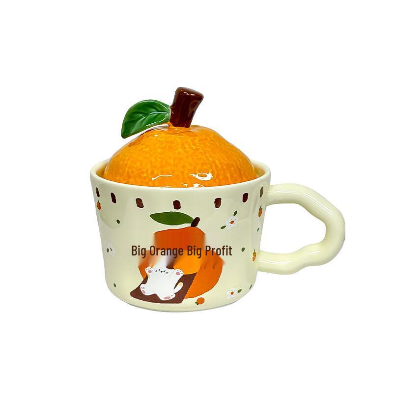 

Changbaosen Lucky Orange Cat Ceramic Mug