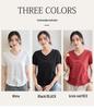 2026 Summer Women's Loose V-Neck Cotton T-shirt with Frog Button - Solid Color, Chinese Style