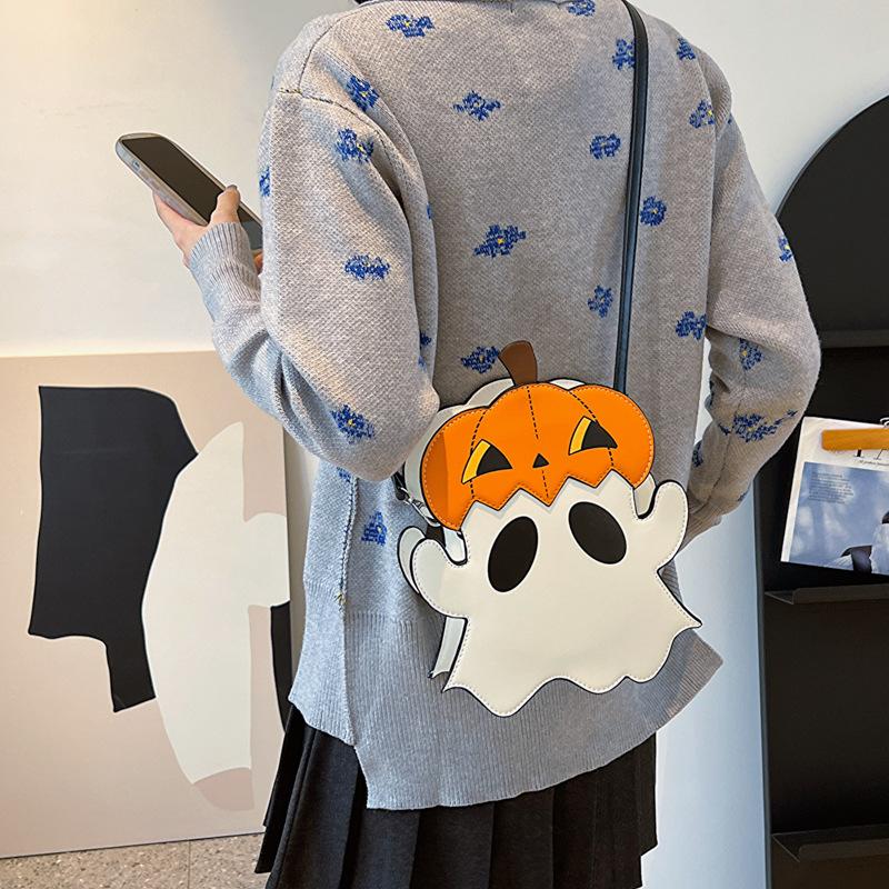Halloween small bag Xiaohongshu same 2025 new European and American fashion personality funny pumpkin shoulder small round bag