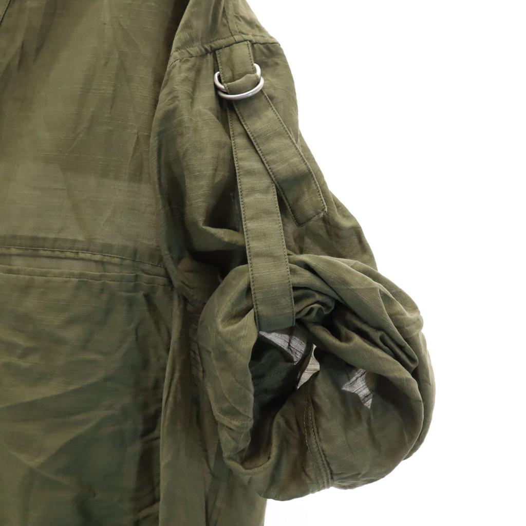 Helmut Lang Silk Blend Long Sleeve V Neck Cut S Khaki Roll Up Women Used