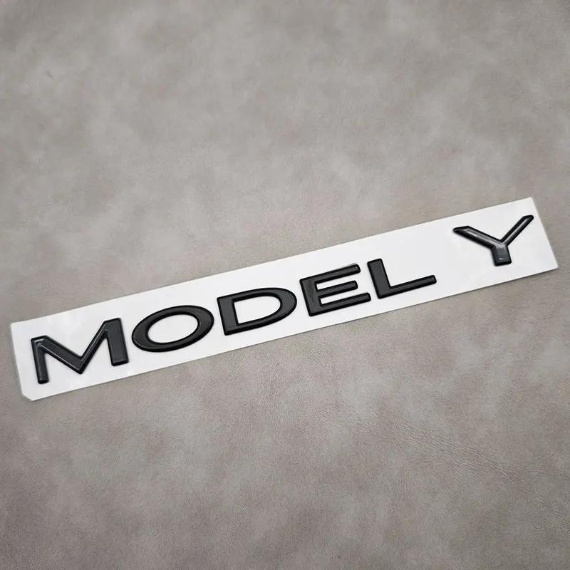 Autoaufkleber 2025 Neu Tesla 1 Stück ABS 3D Buchstaben ModelY Logo Chrom Schwarz Aufkleber Auto Heckklappen Abzeichen Emblem Für Tesla Model Y Au
