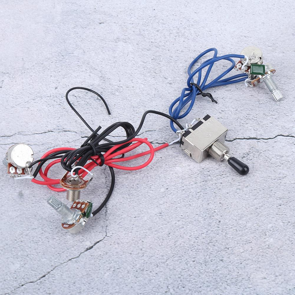 Guitar Wiring Harness Kit Prewired 3 Way Switch 2V2T1J for Electric Guitar Wire AccessoriesBlack