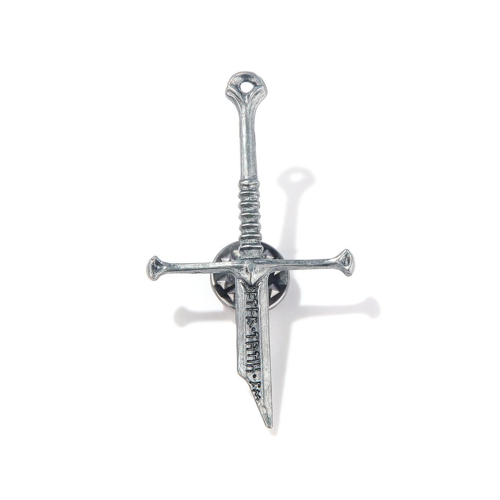 Broken Sword Shaped Brooch Badge, Unisex Personalized Retro Style Jewelry Accessory, Daily Dressing Decoration.