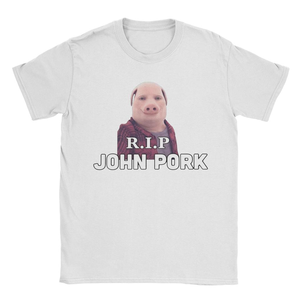 Men T-Shirts John Pork Funny Meme Casual Cotton Tees Short Sleeve T Shirt Crewneck Clothes Unique
