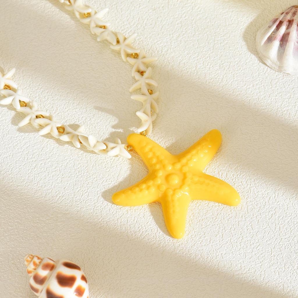European and American Shell Necklace, Ocean Style Jewelry, Light Luxury Niche Exaggerated Design, Resin Starfish Necklace