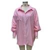 Plus Size Frühling und Herbst Damenmode Temperament Revers Lose Langarm Gestreiftes Hemd