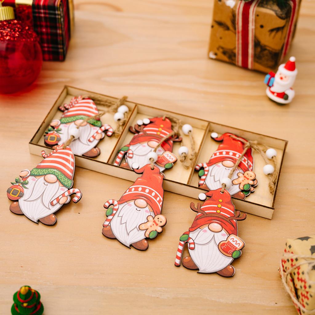 Unique Three-compartment Wooden Christmas Ornament Box In Playful Cartoon Style