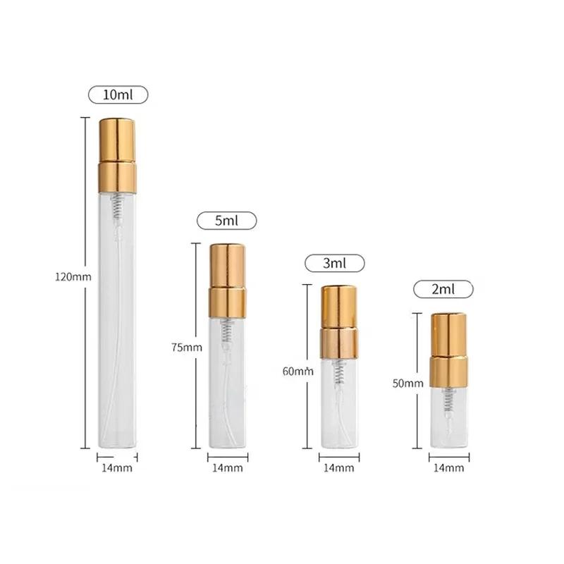 2ml 3ml 5ml 10ml Clear Portable Mini Perfume Refill Glass Atomizing Bottle Spray Empty Cosmetics Bottle Sample Test Tube Vials