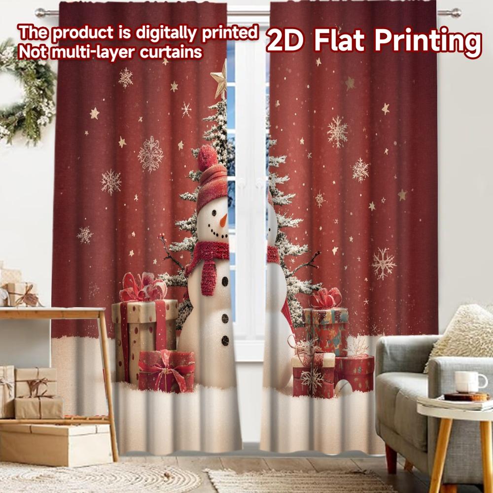 2pcs, 2D FLAT PRINTING Curtains (Without Rod) Snowy Festivity Halloween Festival Fashion Curtains Polyester Curtains All Seasons