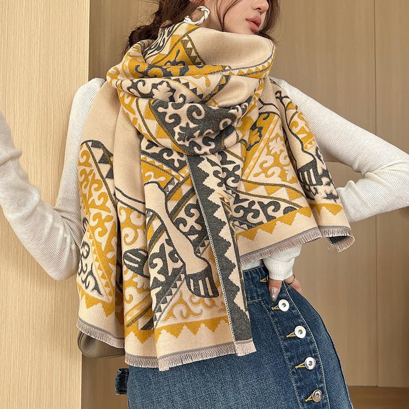 

Women s Faux Cashmere Color Block Scarf - Autumn/Winter Collection: Korean Style Neck Warmer & Shawl 65*185cm