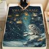1PC Custom Name Autumn Owl Patterned Flannel Blanket Suitable For All Seasons for Home Decor Warmth and Comfort Gifts Holiday Present_lx
