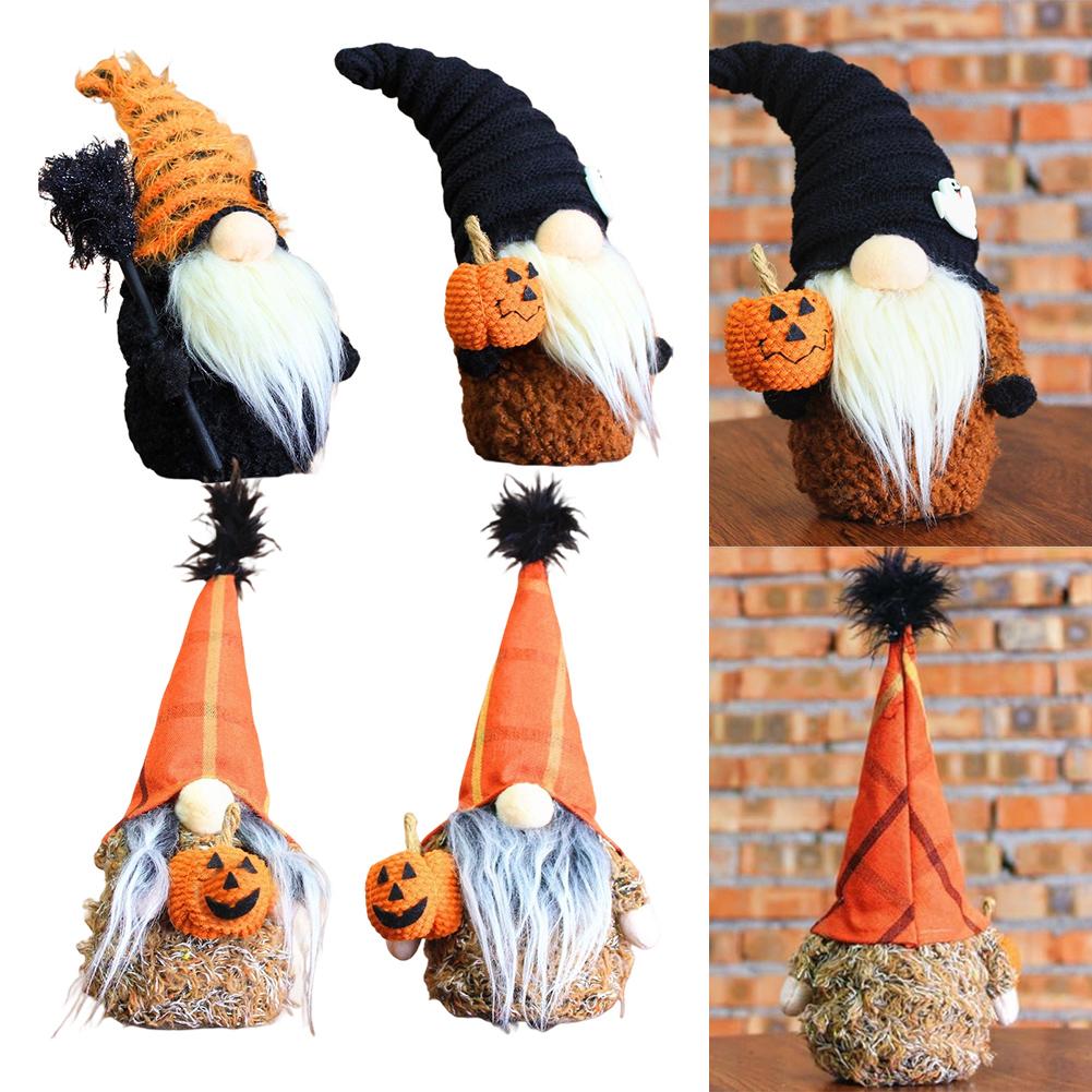 Kürbis-Gnom-Puppen Figuren mit Kürbis Halten Gesichtslose Gnom-Puppen Eine Gemütliche Plüschdekoration für Herbst- und Halloween-Partys